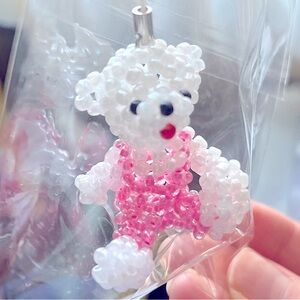 pearlescent beaded bear purse keychain bear charm purse accessories